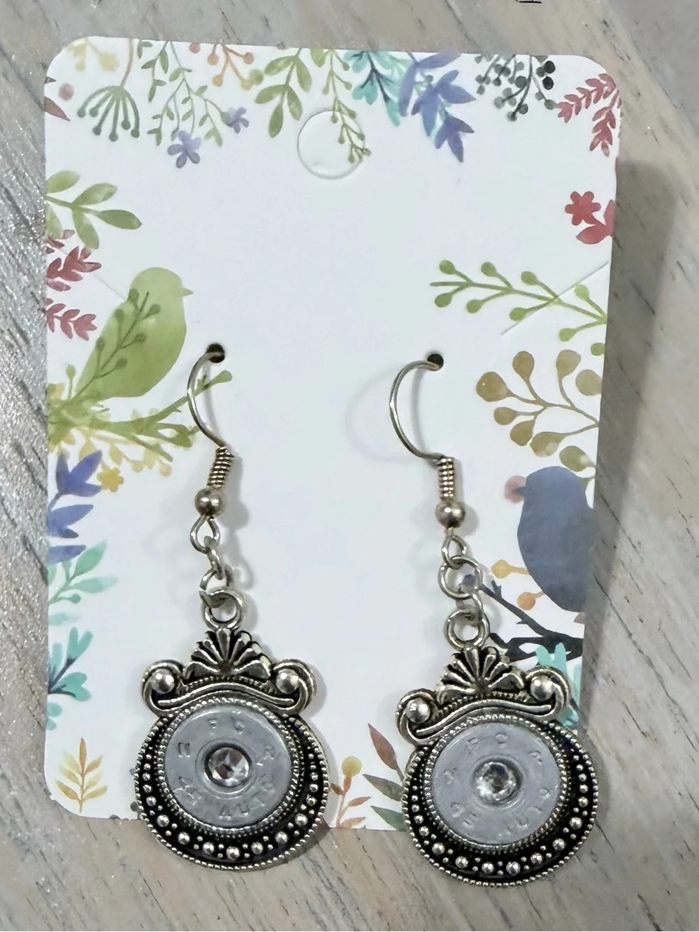 Silver Bullet Drop Earrings w/ Swarovski Crystal